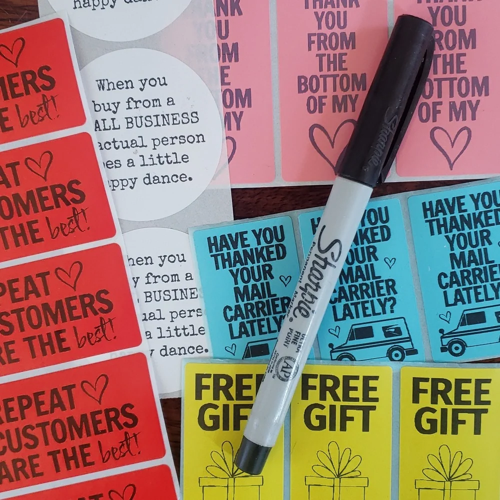 3/$15 THANK YOU STICKERS Cute Colorful Small Business Set of 75